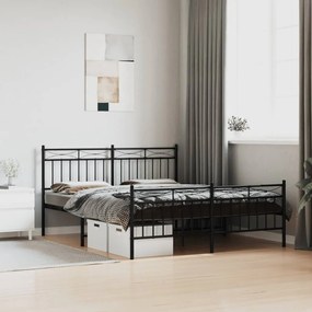 Giroletto Senza Materaso Con Pediera İn Metallo Nero 160x200 Cm /