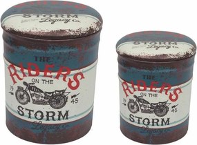 THEO - set di 2 pouf contenitore tondo poggiapiedi