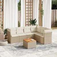 Set Divani da Giardino 7 pz con Cuscini Beige in Polyrattan 3223657