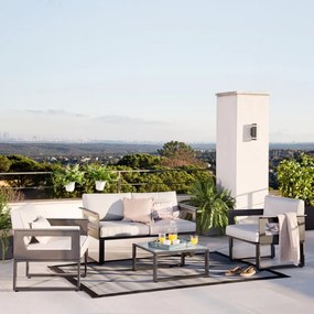 Salotto da giardino Odyssea NATERIAL in n/a antracite con cuscini in poliestere grigio per 4 persone