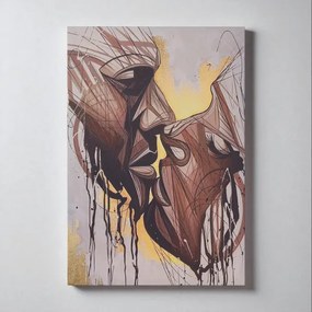 Quadro moderno verticale su tela 60x90 cm con rappresentazione bacio astratto