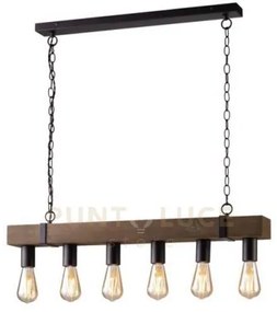 Lampadario a sospensione texas legno antichizzato e metallo marrone...