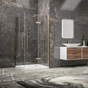 Kamalu - Box doccia 100x120 oro satinato doppio battente | KT1000G