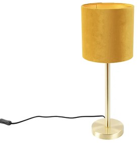 Lampada da tavolo in ottone con paralume giallo 20 cm - Simplo
