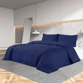 Set Copripiumino Blu Marino 140x200 Cm İn Microfibra Leggera /