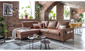 Divano letto angolare in similpelle marrone (angolo sinistro) Lofty Lilly - Miuform