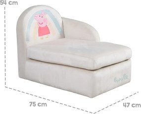 Divano per bambini in velluto bianco 75 cm Peppa Pig - Roba
