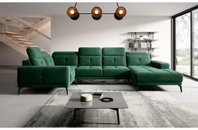 Divano angolare verde (con penisola a sinistra/a U) e rivestimento in velluto Neviro – ELTAP