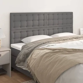 Testiera 4 pz grigio 90x5x78/88 cm in similpelle