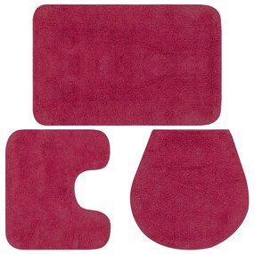 Set Tappetini Per Bagno 3 Pz İn Tessuto Fucsia /