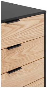 Cassettiera bassa nera-colore naturale effetto rovere 159x80 cm Sierra – Teulat