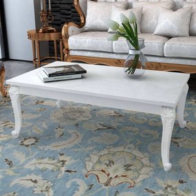 Tavolino Da Salotto 115x65x42 Cm Bianco Lucido /