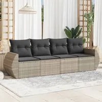 Set Divano da Giardino 4pz con Cuscini Grigio Chiaro Polyrattan 3253419