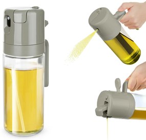 Oliera spray e versa vetro 550 ml tappo quadrato grigio