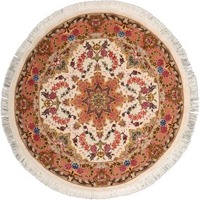 Tabriz Tappeto 100x100 Beige (Iran) Annodato A Mano
