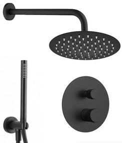 Set doccia incasso nero opaco zigrinato con soffione 30 e kit doccia Gemini