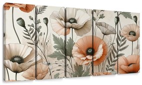 Quadri 5 pezzi – Papaveri delicati