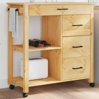 Carrello da Cucina MONZA 84x40x90 cm in Legno Massello di Pinocod mxl 134651