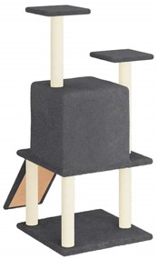 Albero per gatti con tiragraffi in sisal grigio scuro 110 cm
