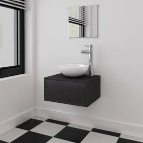 Set Mobili Da Bagno Con Lavabo 3 Pz Nero /