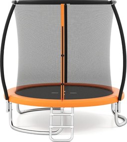 Costway Trampolino ricreativo pesante con rete di sicurezza per bambini e adulti, Trampolino da esterno 244 cm in acciaio zincato antiruggine 4 Colori