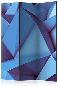 Paravento design Blu regale (3 parti) - astratto geometrico in forma tridimensionale