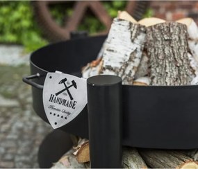 Braciere Da Esterno In Ferro Con Porta Legna Artigianale Montana 70 cm Cook King