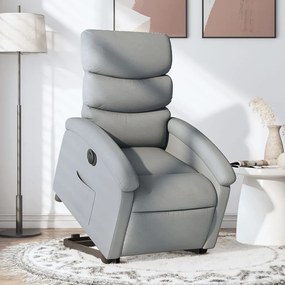 Poltrona Reclinante Alzapersona Elettrica Grigio Chiaro Tessuto /