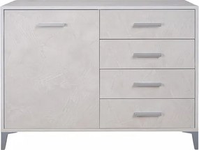 Madia Drexa in Legno 110x45 cm Cemento spatolato con 1 Anta e 4 Cassetti