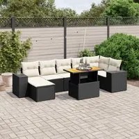 Set Divani da Giardino con Cuscini 8 pz Nero in Polyrattan 3275933