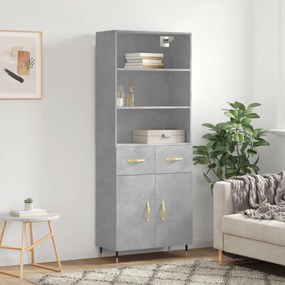 Credenza grigio cemento 69,5x34x180 cm in legno multistrato