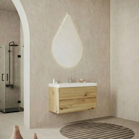 Mobile bagno da fissare con lavabo Portofino L 100.2 x H 54.6 x P 40 cm rovere oro liscio effetto legno