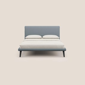Noel letto minimal scandinavo con piedi in mogano e tessuto fiammato impermeabile T19