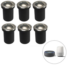 Set di 6 faretti da terra intelligenti orientabili incl. WiFi GU10 - Delux