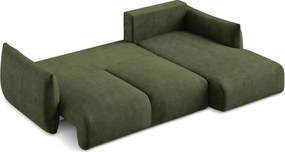 Divano angolare verde allungabile (con penisola a destra/con chaise lounge) con rivestimento in ciniglia Leila – Makamii