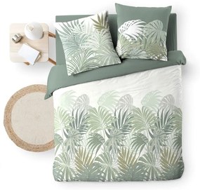 Set copripiumino e federa verde in cotone per letto matrimoniale ed esteso 240x220 cm Nymea – douceur d'intérieur