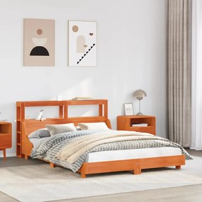 Letto Senza Materasso Marrone Cera 160x200 Cm İn Legno Di Pino /