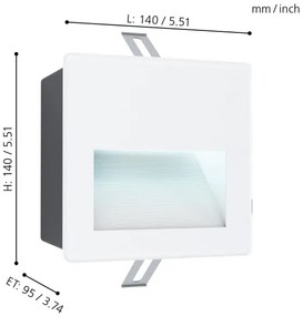 Eglo 99575 - Lamapada da incasso LED da esterno ARACENA LED/3,7W/230V IP65 bianca