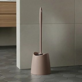 Portascopino wc da appoggio tortora in abs con setole nere