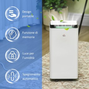 Deumidificatore Portatile da 10L 5 Modalità e Timer 25x25x50,5 cm Bianco...