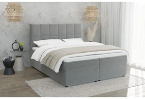 Letto matrimoniale imbottito grigio con spazio contenitivo 160x200 cm Flip - Ropez