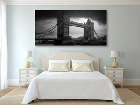 Stampa su tela – Tramonto su Tower Bridge in bianco e nero