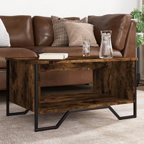 Tavolino Da Salotto Rovere Fumo 75x51x40cm İn Legno Multistrato /