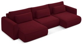 Divano angolare burgundy allungabile/con contenitore (a U) con rivestimento in velluto Kapua – Makamii