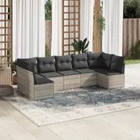 Set Divani da Giardino 7pz con Cuscini Grigio Chiaro Polyrattan 3249271