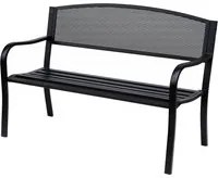 Panca da Giardino 2 Posti in Acciaio 127x60x85 cm Nero