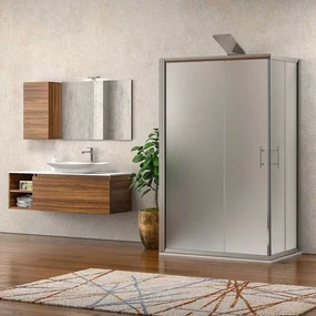 Kamalu - Box doccia tre lati 80x140x80 vetro opaco apertura angolare KF1000