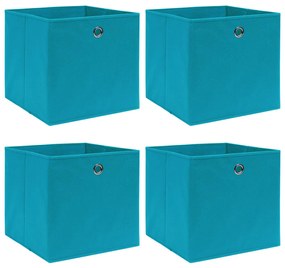 Scatole Portaoggetti 4pz Azzurre 32x32x32 Cm Tessuto /