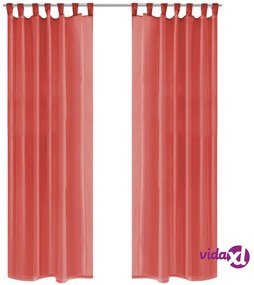 vidaXL 2 Pz Tende in Voile 140x225 cm Rosso