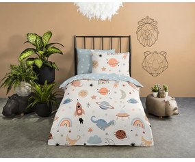 Set copripiumino e federa da bambini blu/beige in cotone per culla 100x135 cm Eclips – Good Morning